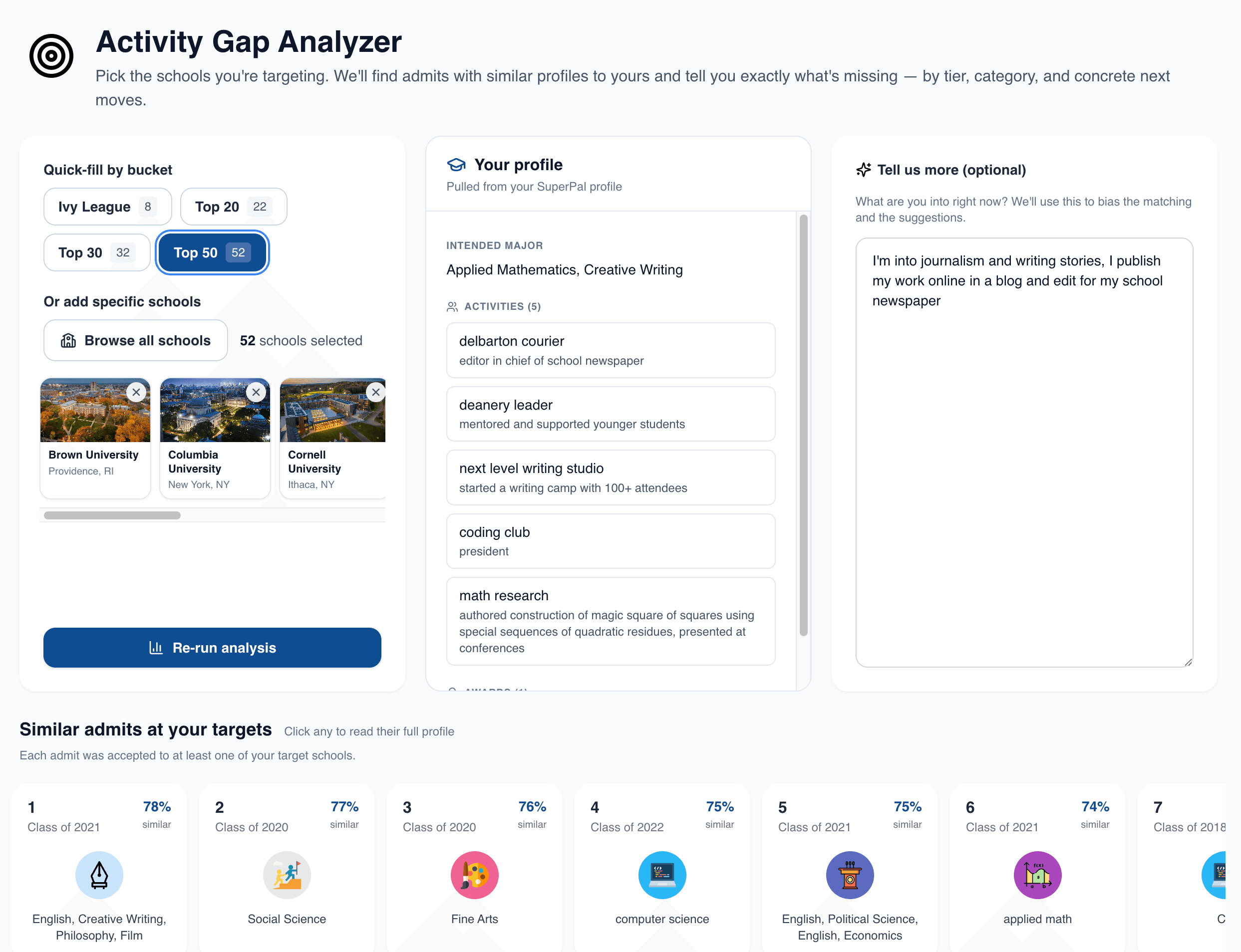 Activity Gap Analyzer - Collegebase
